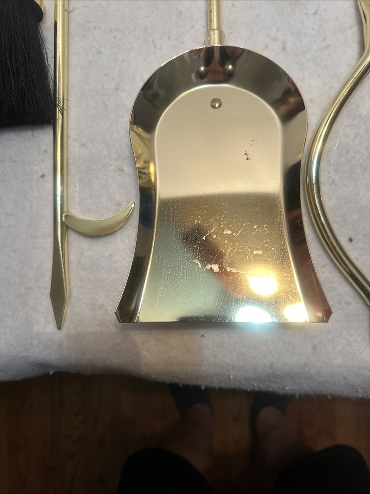 Vintage BRASS Fireplace Tool Set MCM