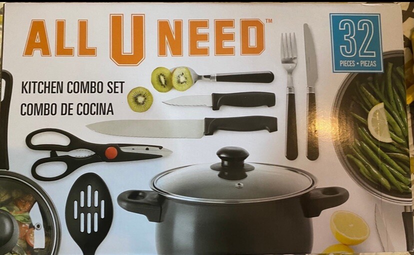 New All U Need Kitchen Combo Set 32 Pieces Gibson Black