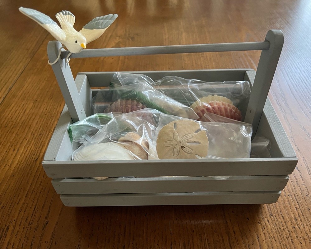 Decorative Hand Made Clam Basket With Misc Shells