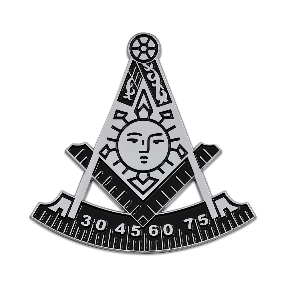 Past Master Masonic Auto Emblem - [Black & Silver][3'' Tall]