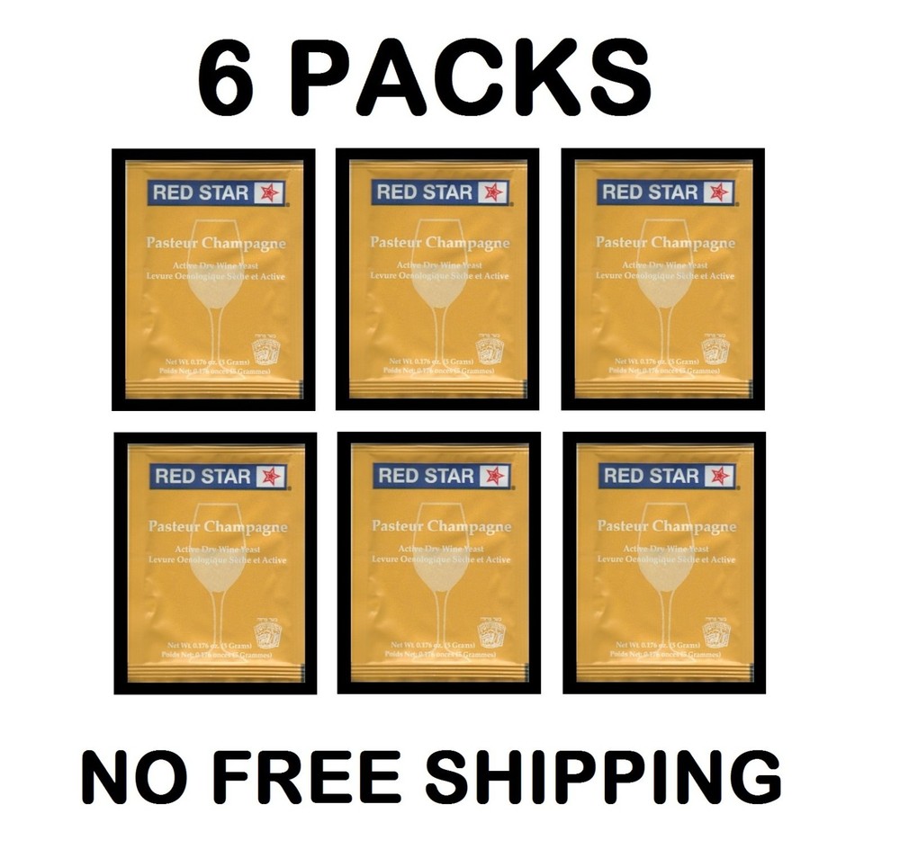 WINE YEAST 6 PK RS BLANC RED STAR PASTEUR CHAMPAGNE FOR SODA FRUIT MOONSHINE