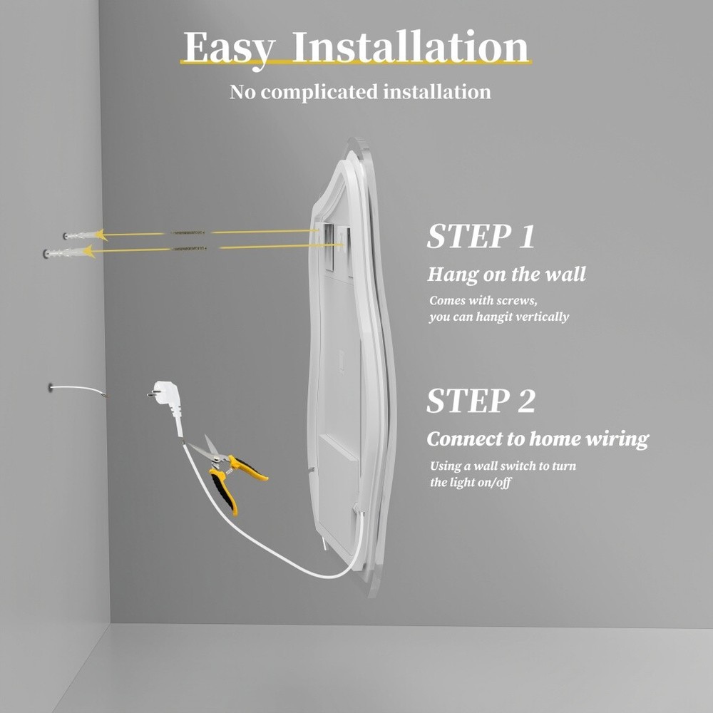 LUVODI Cloud Shape LED Bathroom Mirror Irregular Dimmable Wall Vanity Mirrors HD