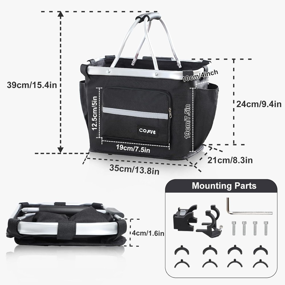 Multi-Purpose Bike Basket with Pouches