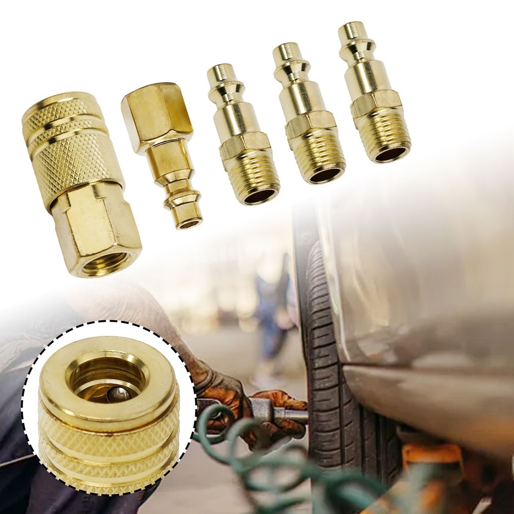Sturdy Brass Quick Coupler Air Hose Connector Set for Compressor 5 Pcs Pack
