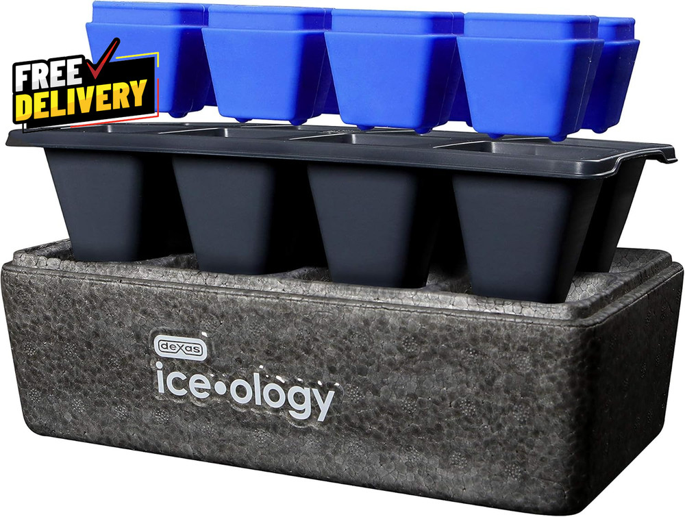 Iceology Silicone Clear Ice Maker Craft Cocktail 8 Count Large Cube Tray
