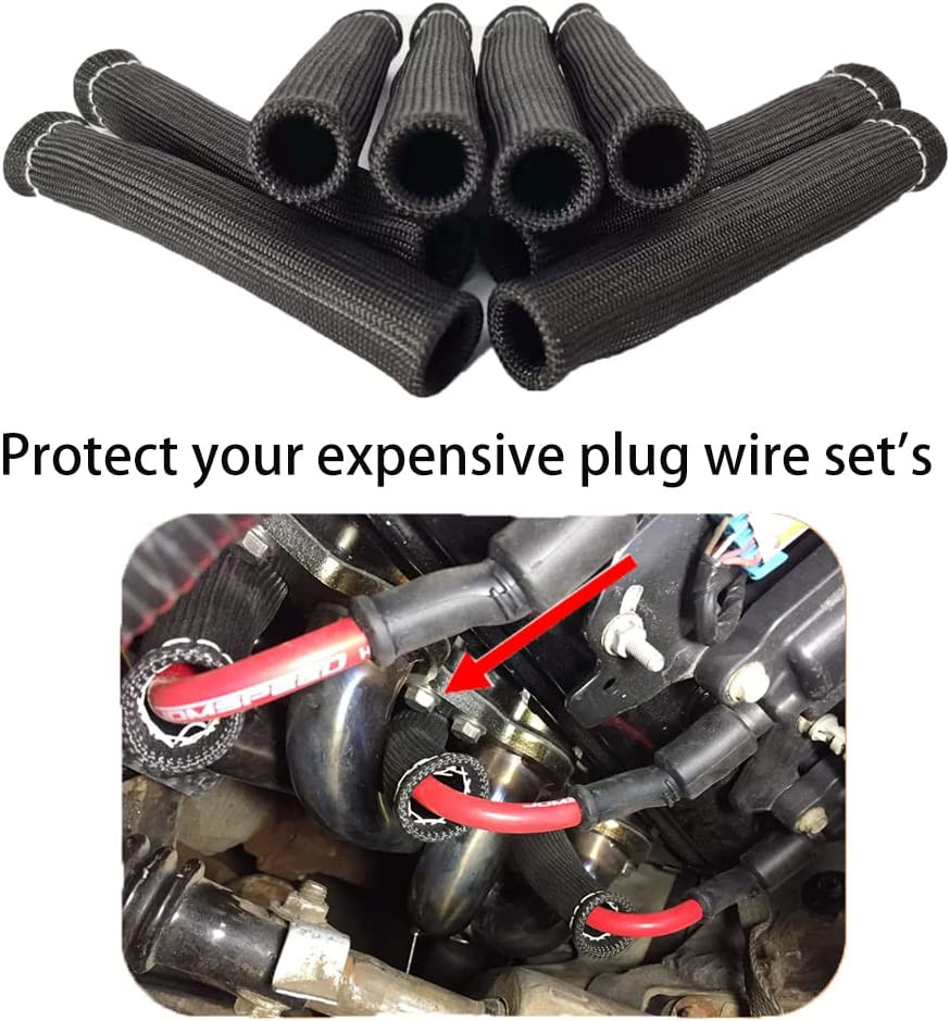 8PCS Spark Plug Wire Heat Shield, Blue