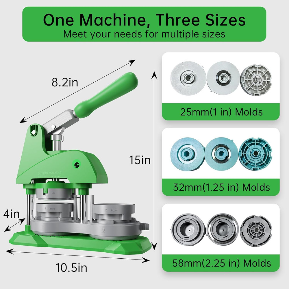 DIY Button Maker Machine with 300 Supplies - 3 Sizes & Circle Cutter