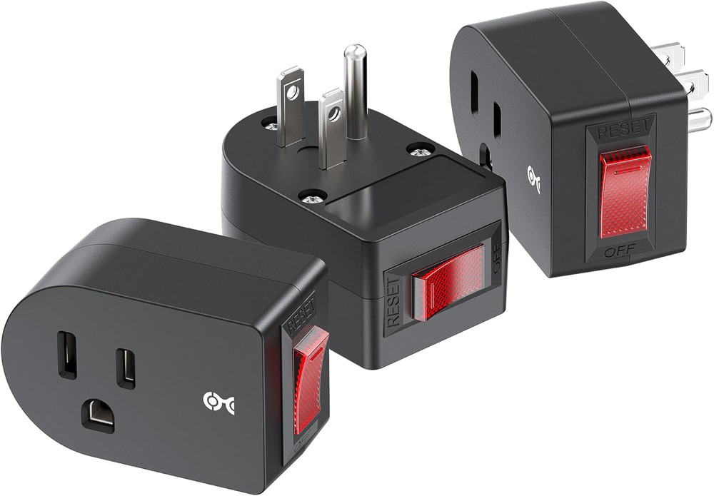[ETL Listed]  3-Pack Grounded Outlet Switch with on Off, Plug Switch on Off, Sin