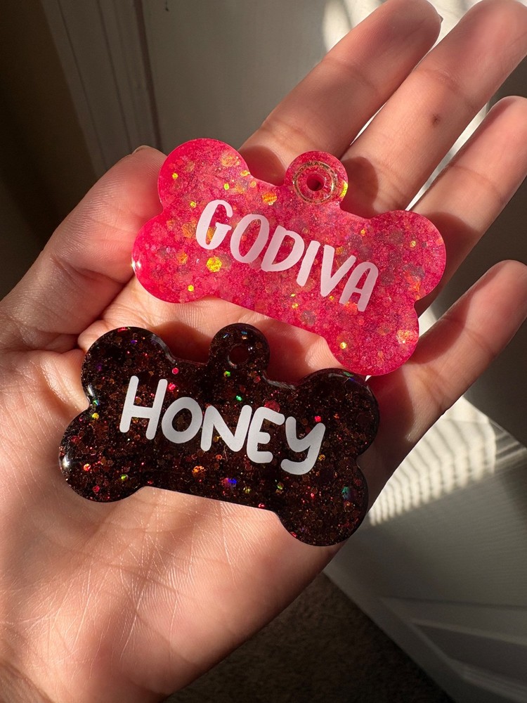 Custom Resin Dog ID Tags - Custom Dog Tags | Personalized Bone Shape | Handmade