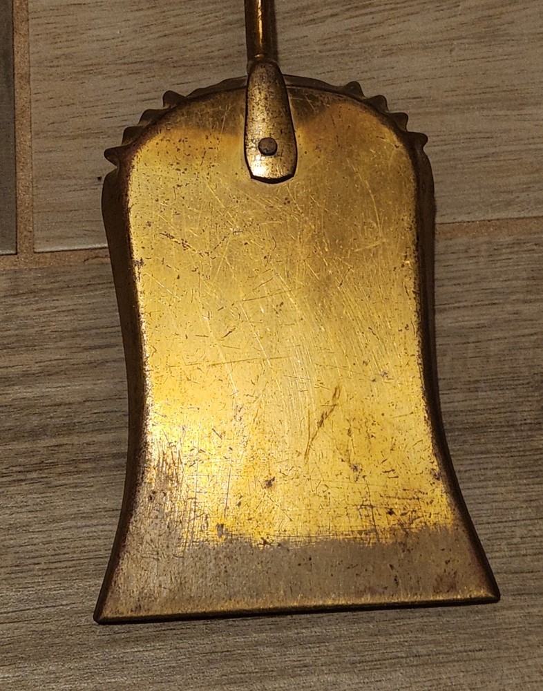 Vintage Fireplace Tool Set Solid Brass 3 Piece Set and Stand 25"