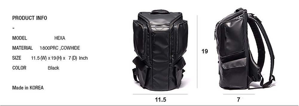Riokairyu Black leather laptop backpack