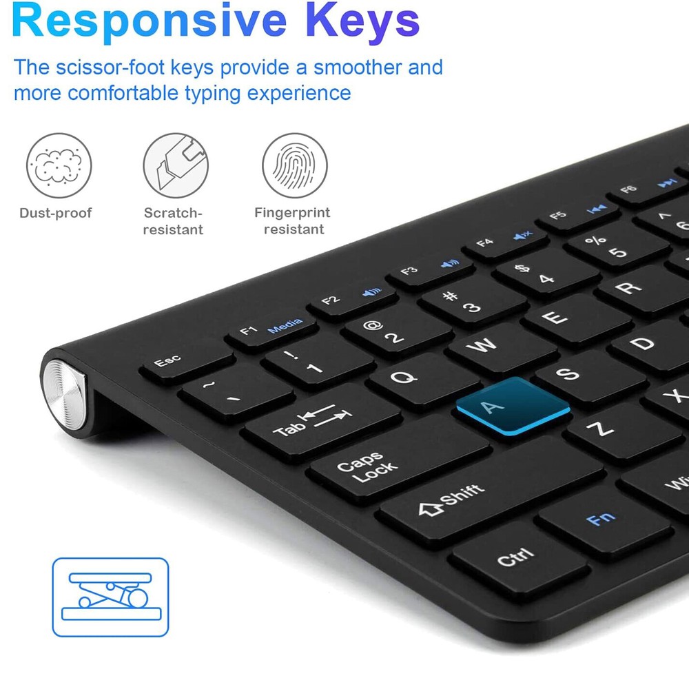 Wireless Keyboard And Mouse Combo Set USB Mini 2.4Ghz For Mac Apple PC Computer