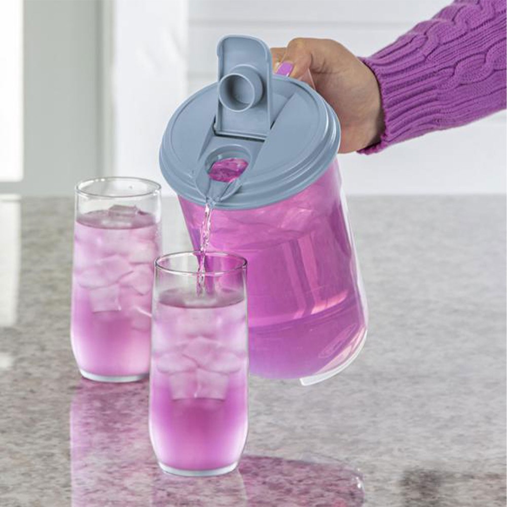 Sterilite 2-Quart Blue Plastic Hinged Pitcher, 18-Pack