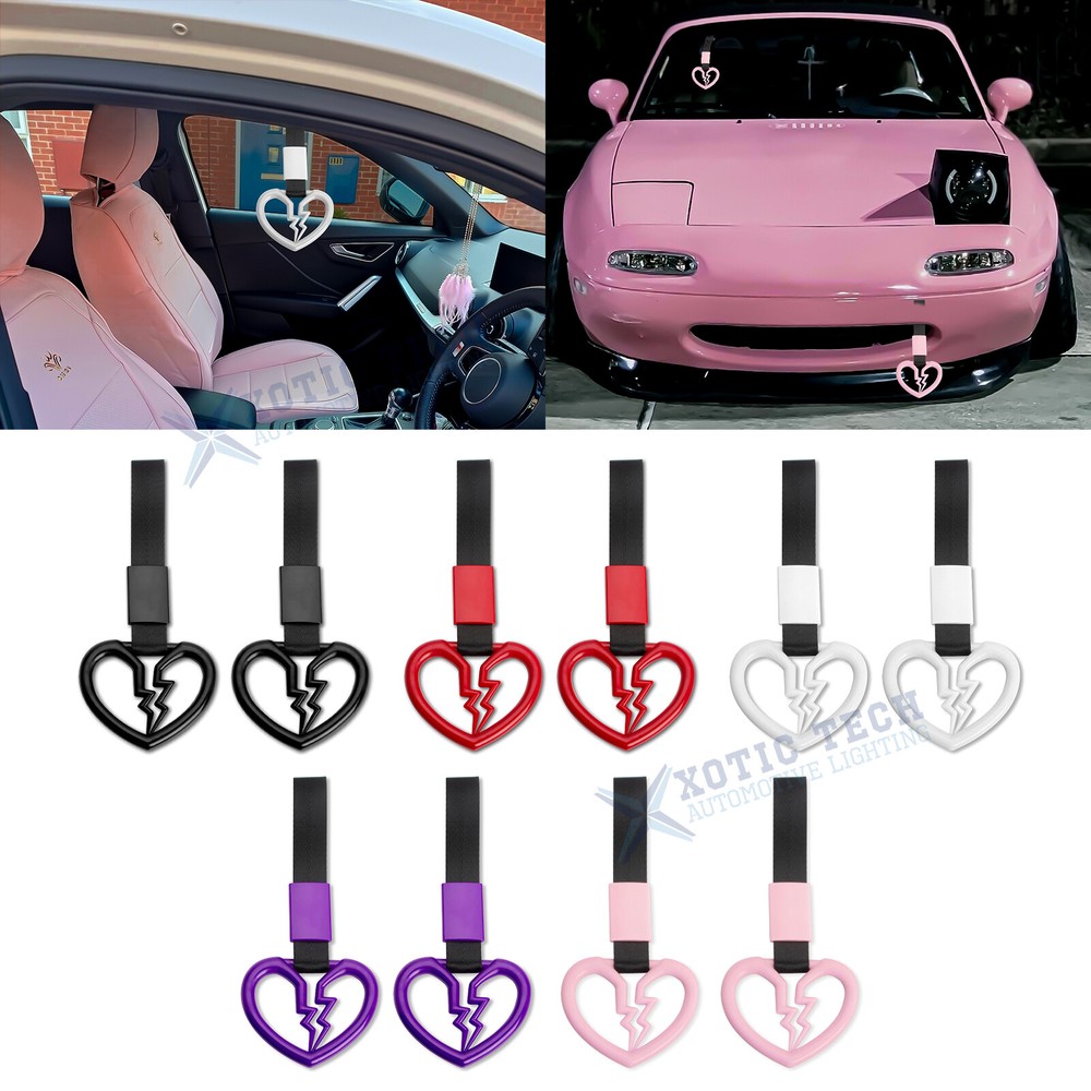 Tsurikawa Broken Heart JDM Drift Handle Ring Loop Bumper Warning Car Accessory