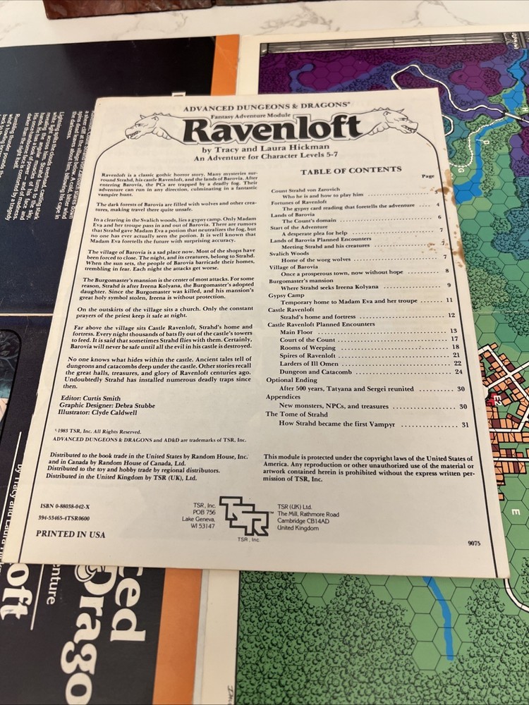 Advanced Dungeons & Dragons Ravenloft 16 TSR 9075 Both Maps