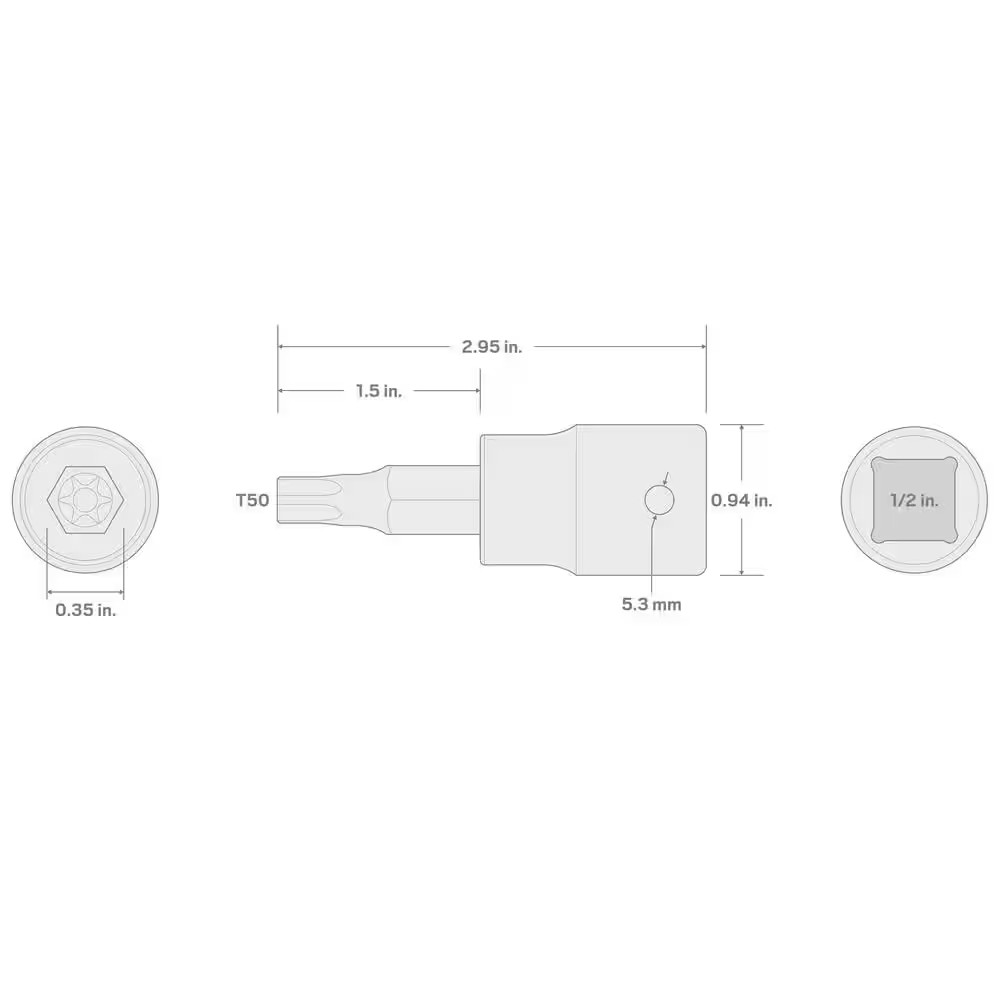 1/2 In. Drive X T50 Torx Impact Bit Socket