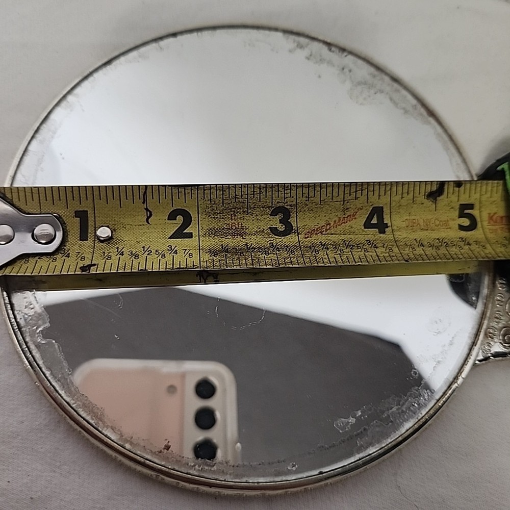 Vintage Silver Tone Handheld Mirror Double Sided Magnified