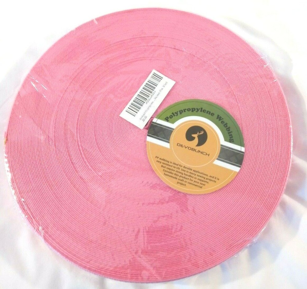 DEVOBUNCH 1" Inch Pink Polypropylene Webbing 50 Yards Dog Leash, Sewing
