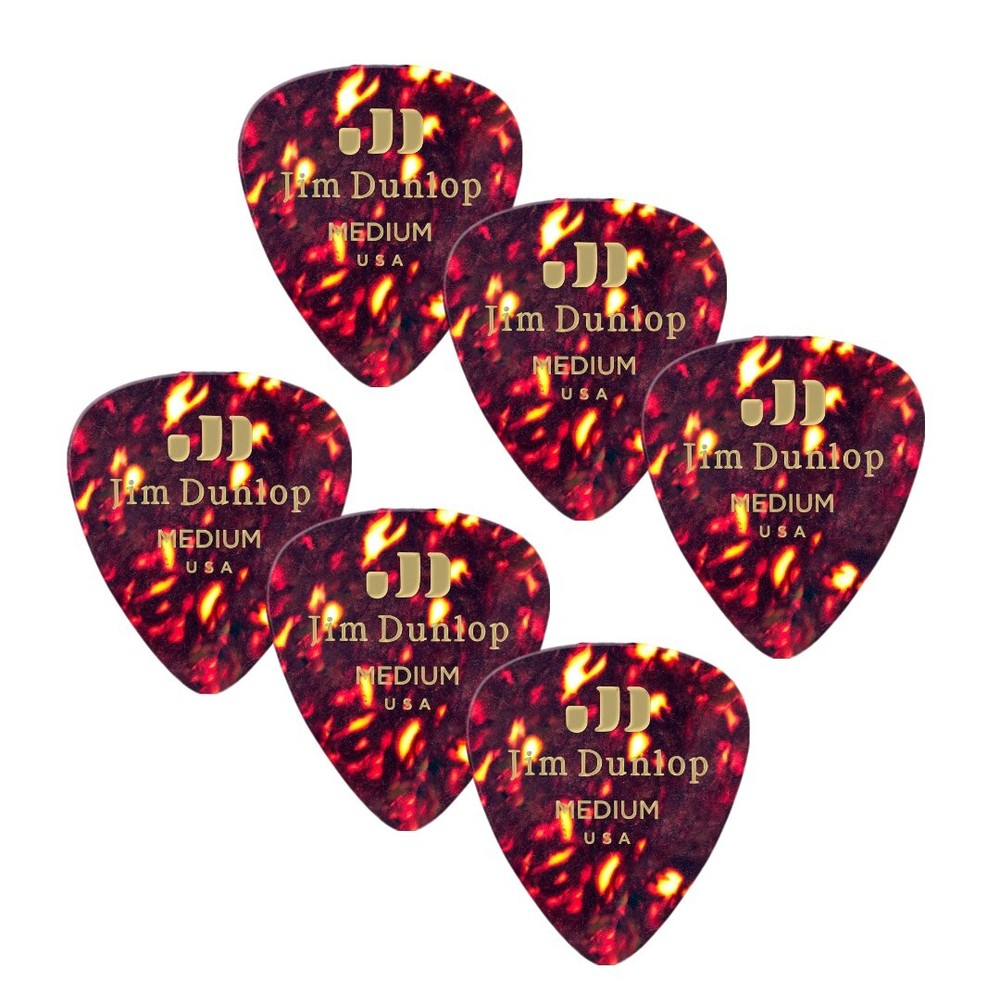 Dunlop Celluloid Shell Classic Medium Picks, 6 Pack, 483R05MD