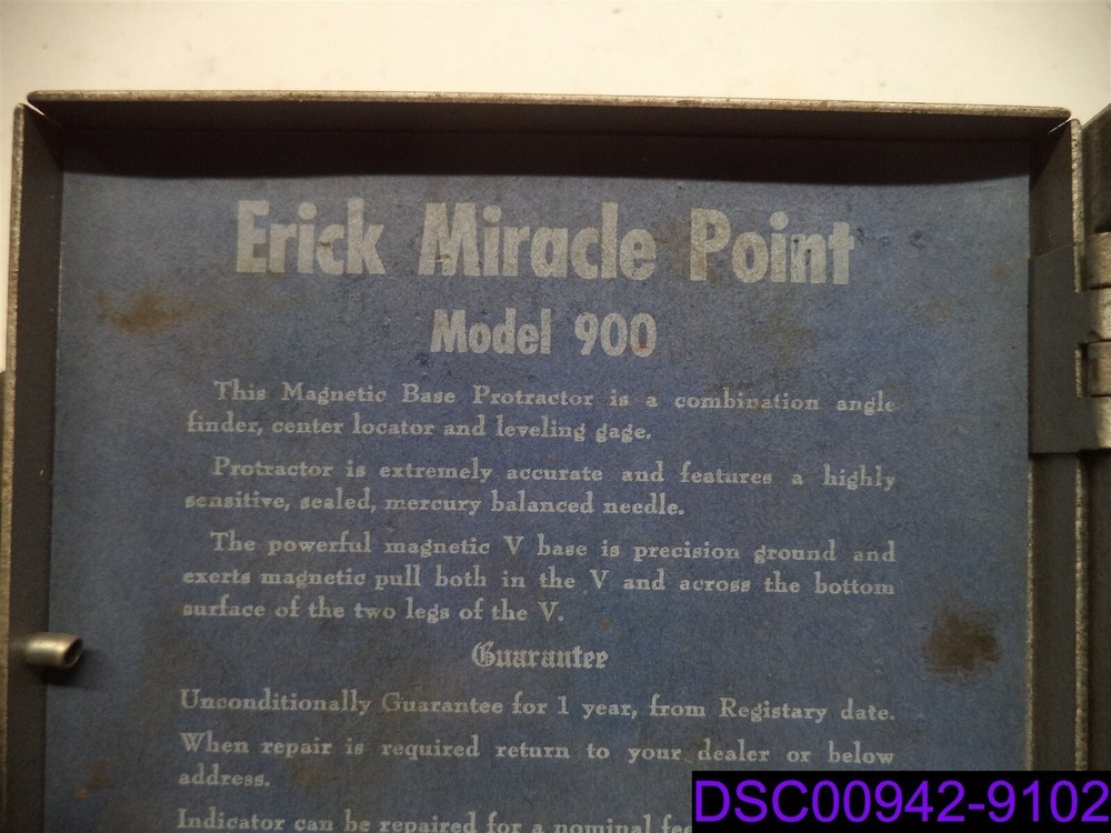 ERICK MIRACLE POINT MODEL 900 PROTRACTOR IN CASE