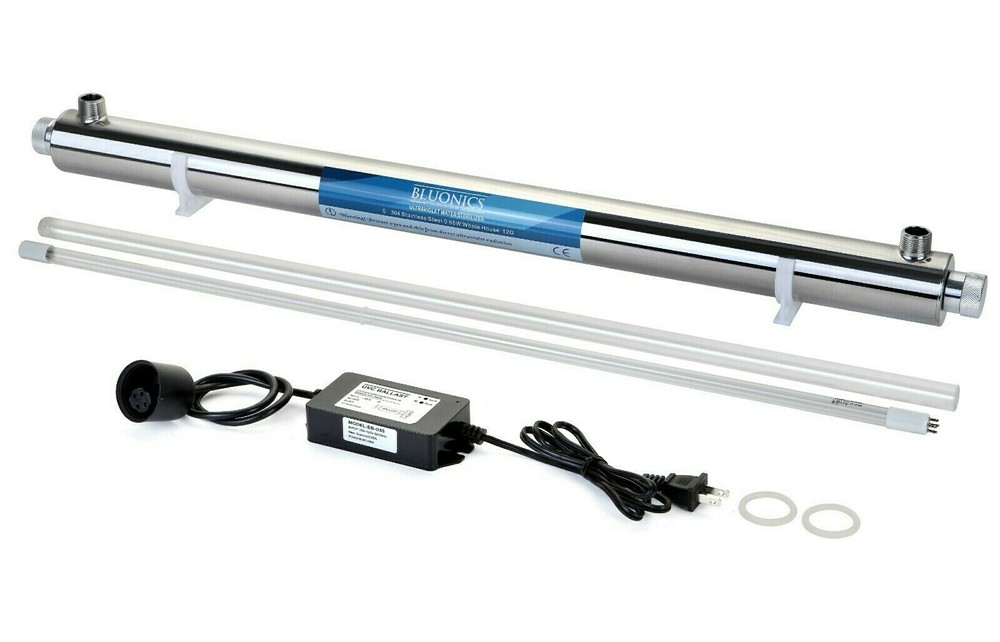 BLUONICS 55W Ultraviolet Light Water Filter Purifier Whole House UV 12 GPM 3/4"