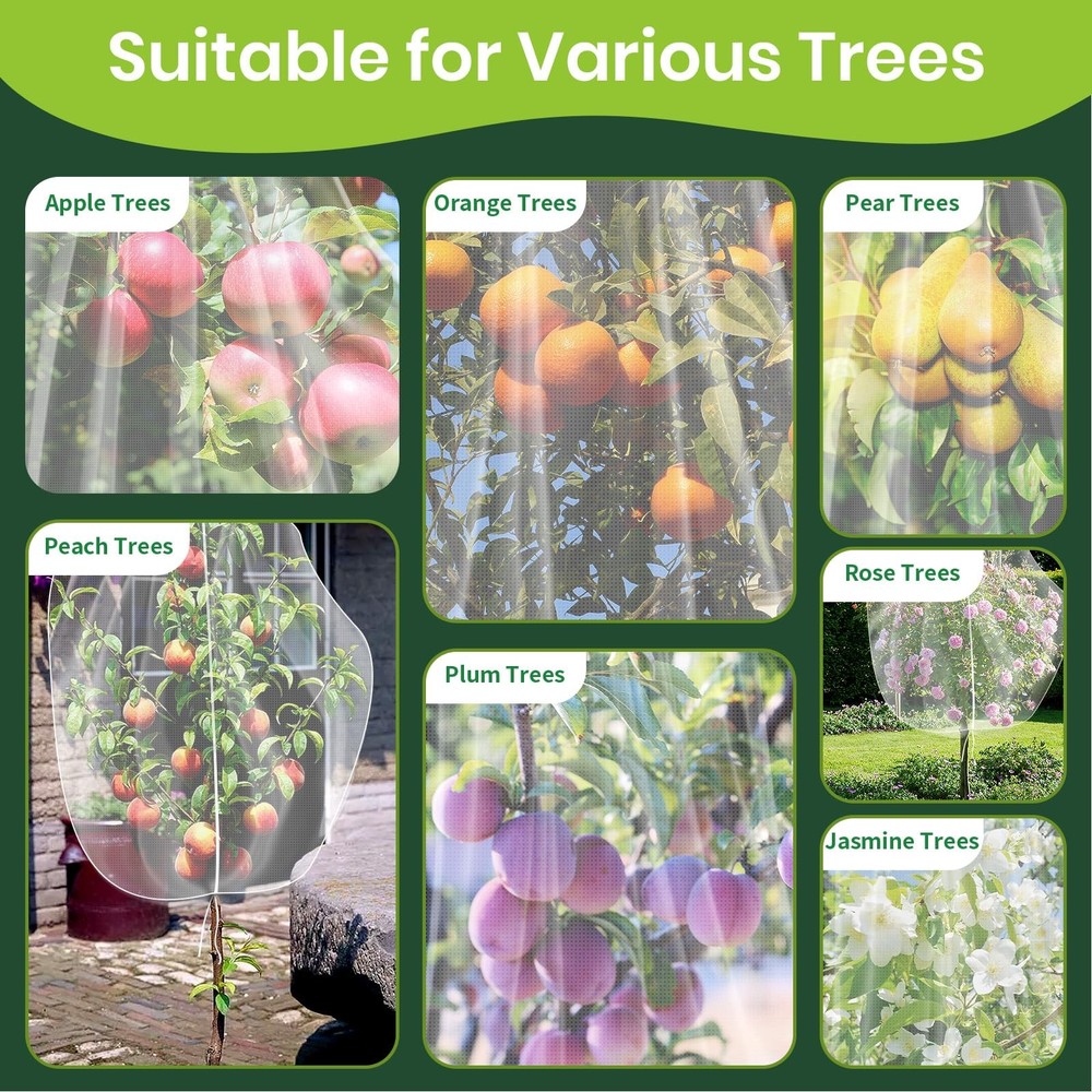 2Pcs Large 10x10FT Fruit Tree Netting with Zipper, 10 ft x 10 ft, White