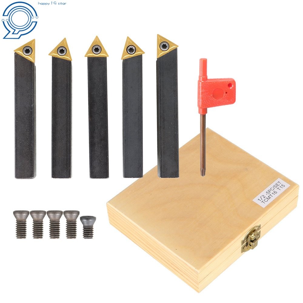 5 × 1/2" Carbide Indexable Turning Tool Lathe Tool Bit With Carbide Inserts
