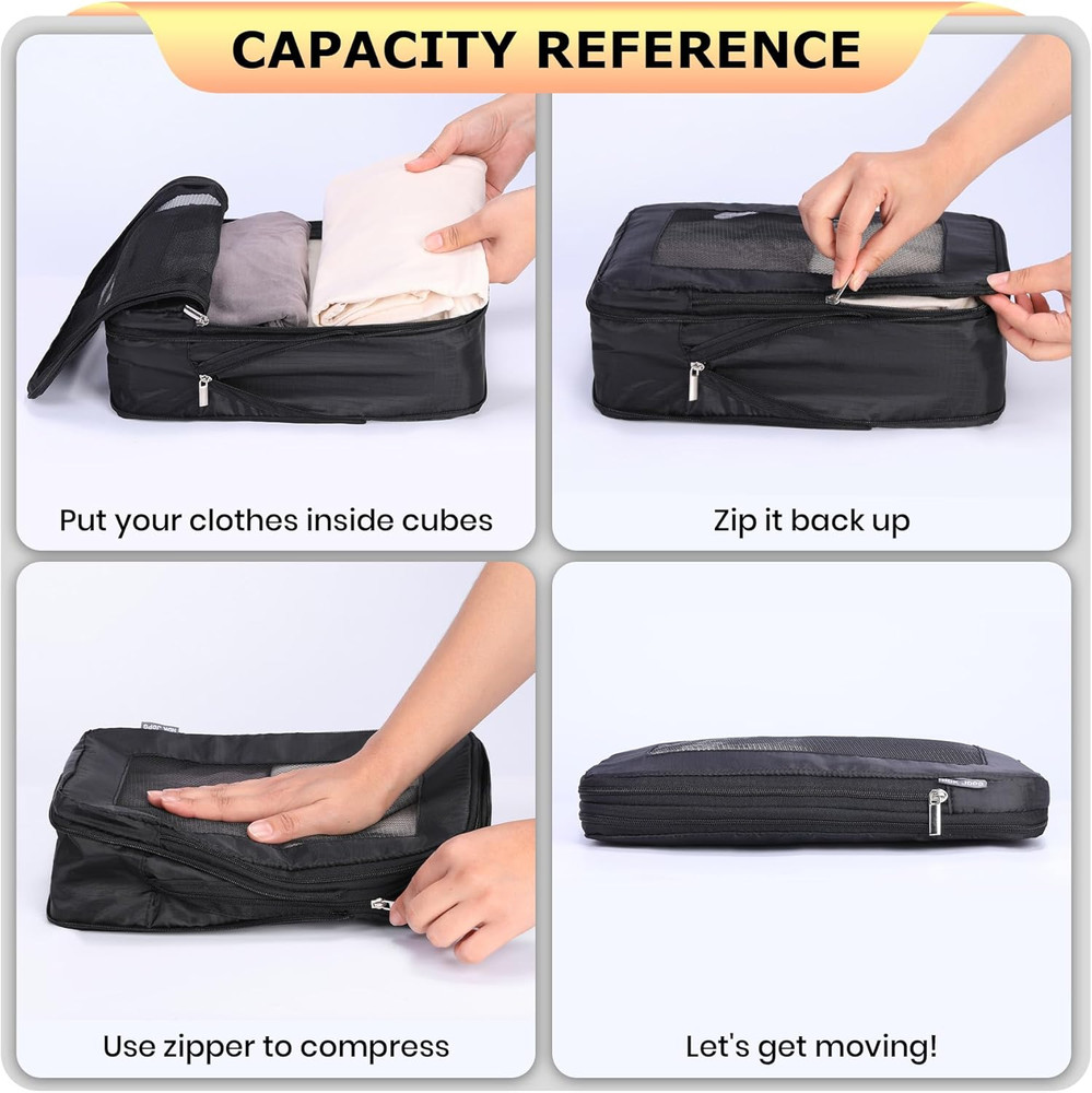 Ultralight Compression Packing Cubes Travel for Suitcases ，Compressible Mesh Pac