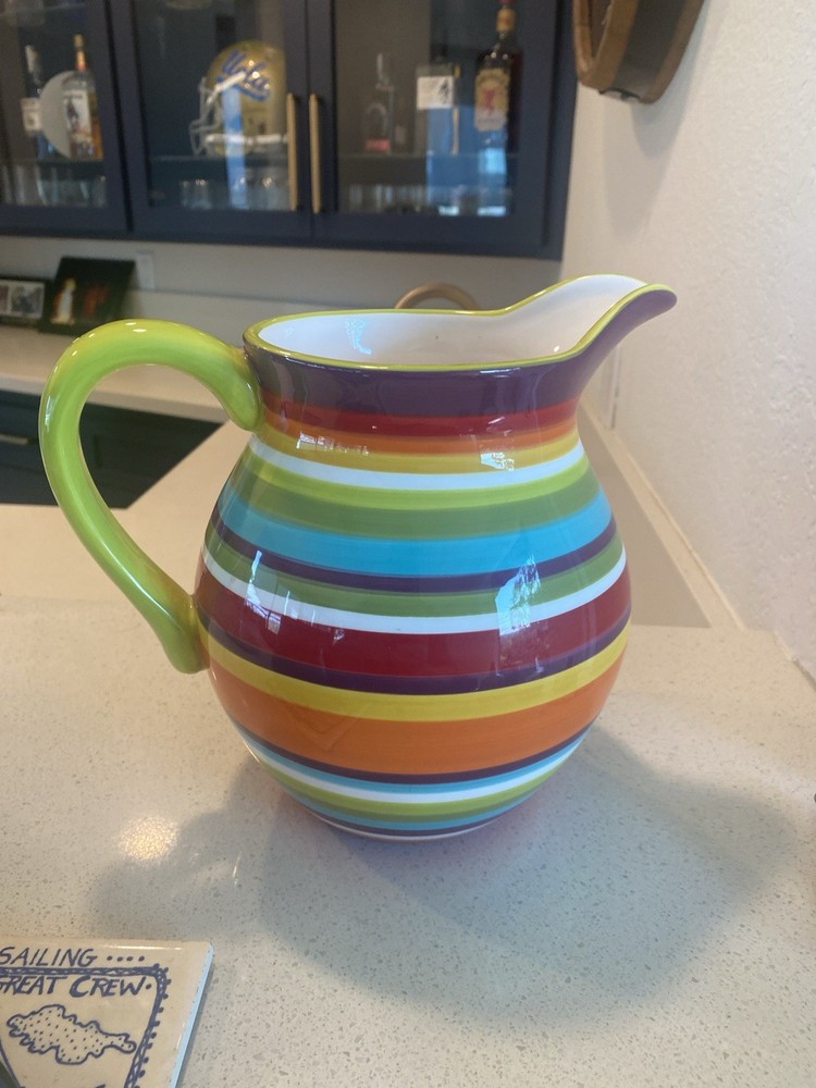 Crate & Barrel Large Carnivale Stripe Pitcher