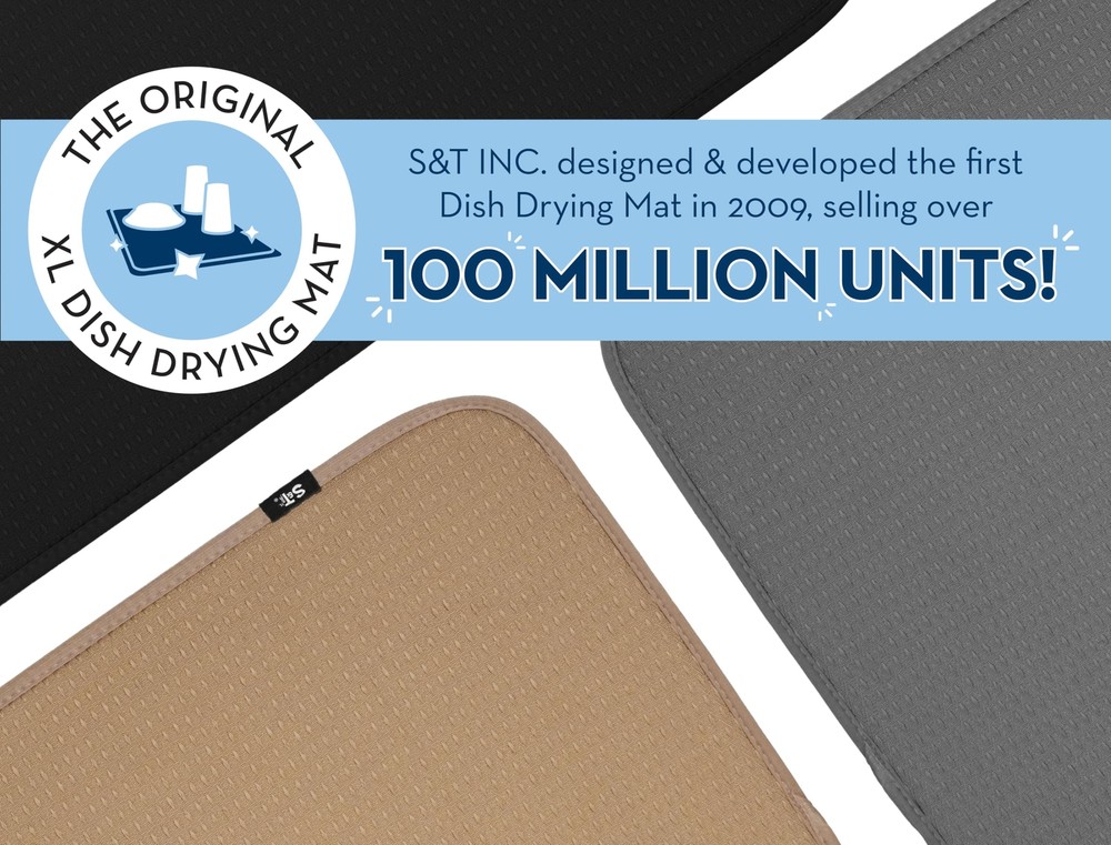 S&T INC. Dish Drying Mat XL Highly Absorbent Microfiber Kitchen Counter Mat D...