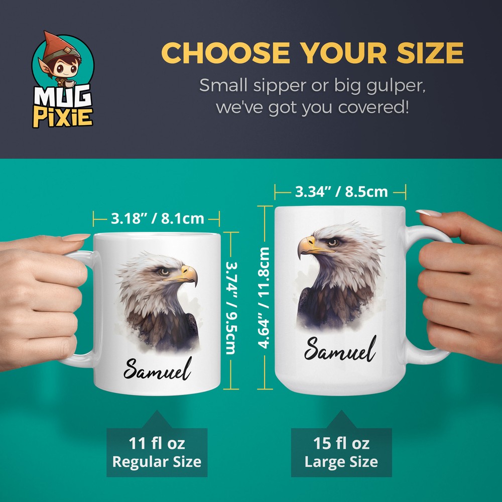 Eagle Mug - Personalized American Bald Eagle Gift, Bird Custom Name Coffee Cup