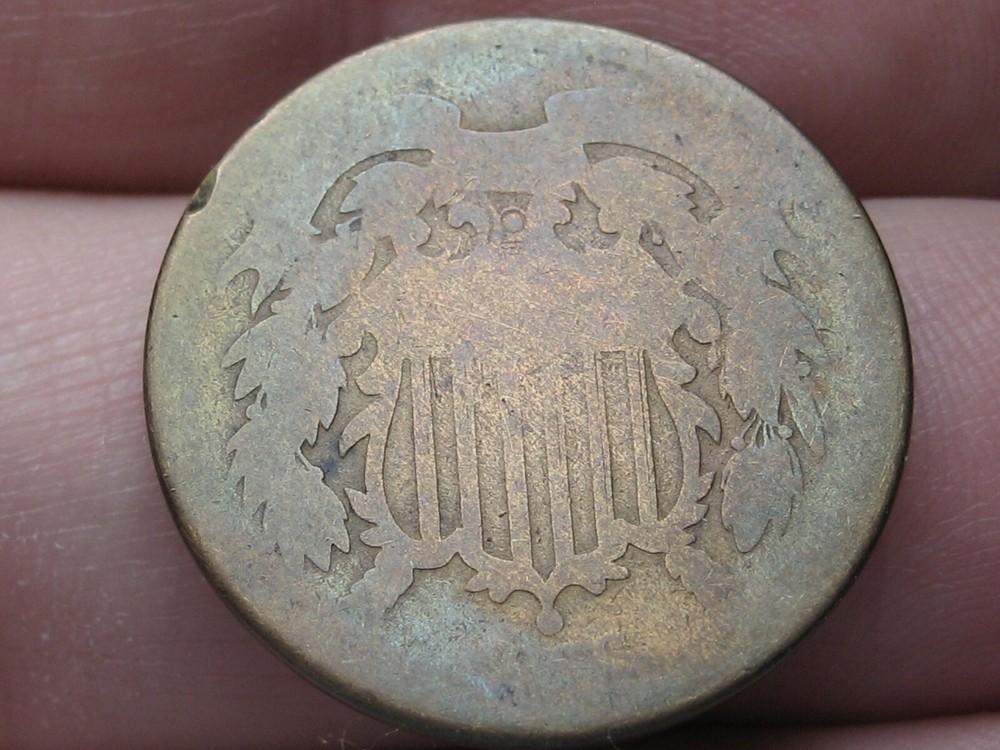 1866 Two 2 Cent Piece- Lowball, About Good Details, Toned