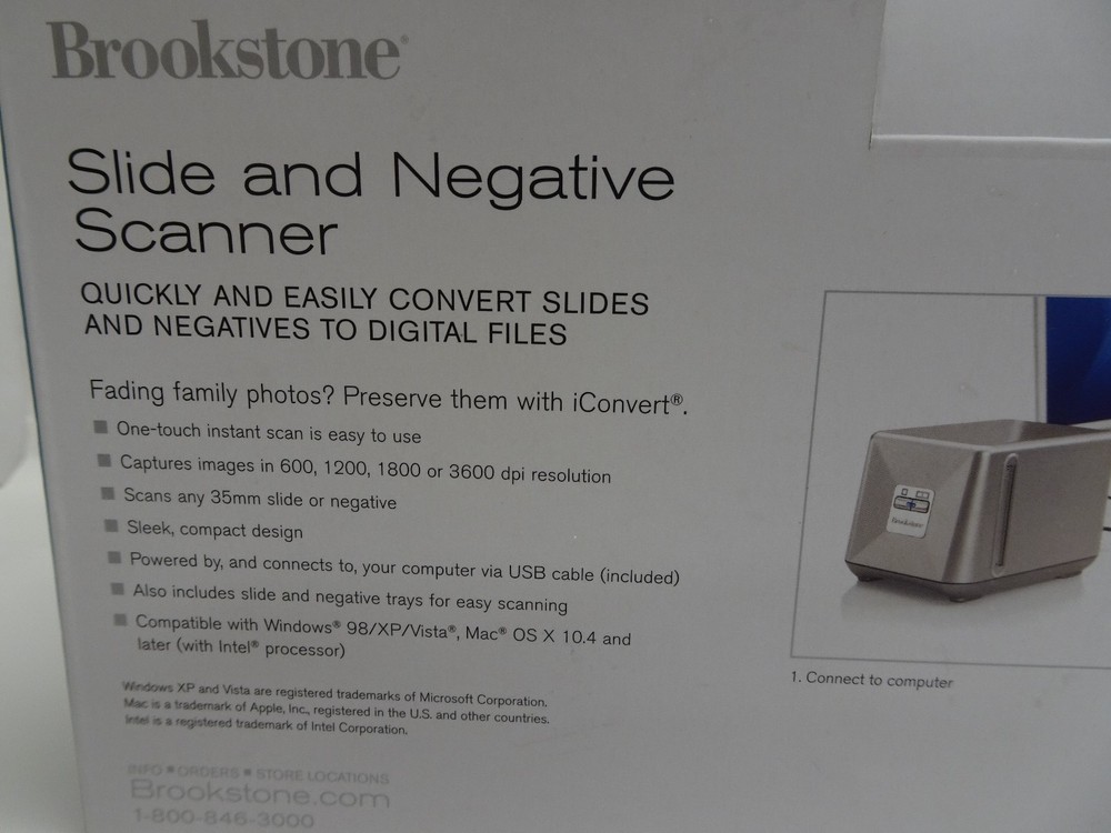 Brookstone iConvert Instant Slide & Negative Scanner New