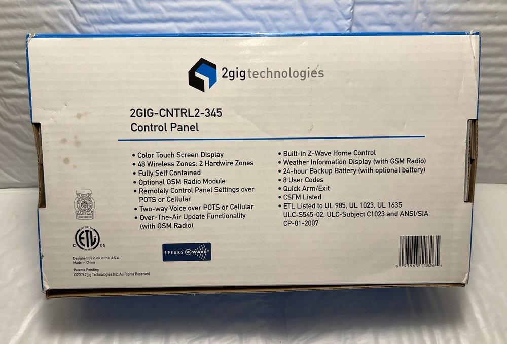 2gig technologies 2GIG-CNTRL2-345 2GIG home security Control Panel