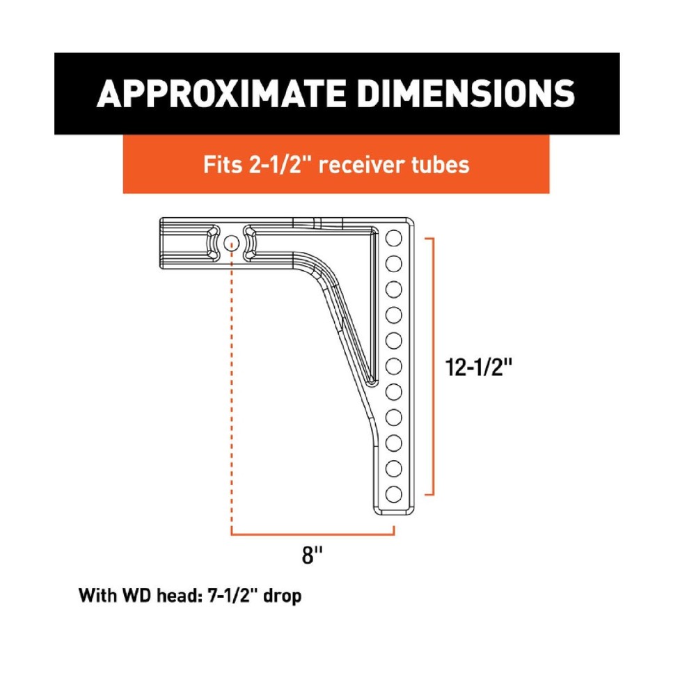 Curt 17132 Weight Distribution Shank 2-1/2" Shank 8" Drop
