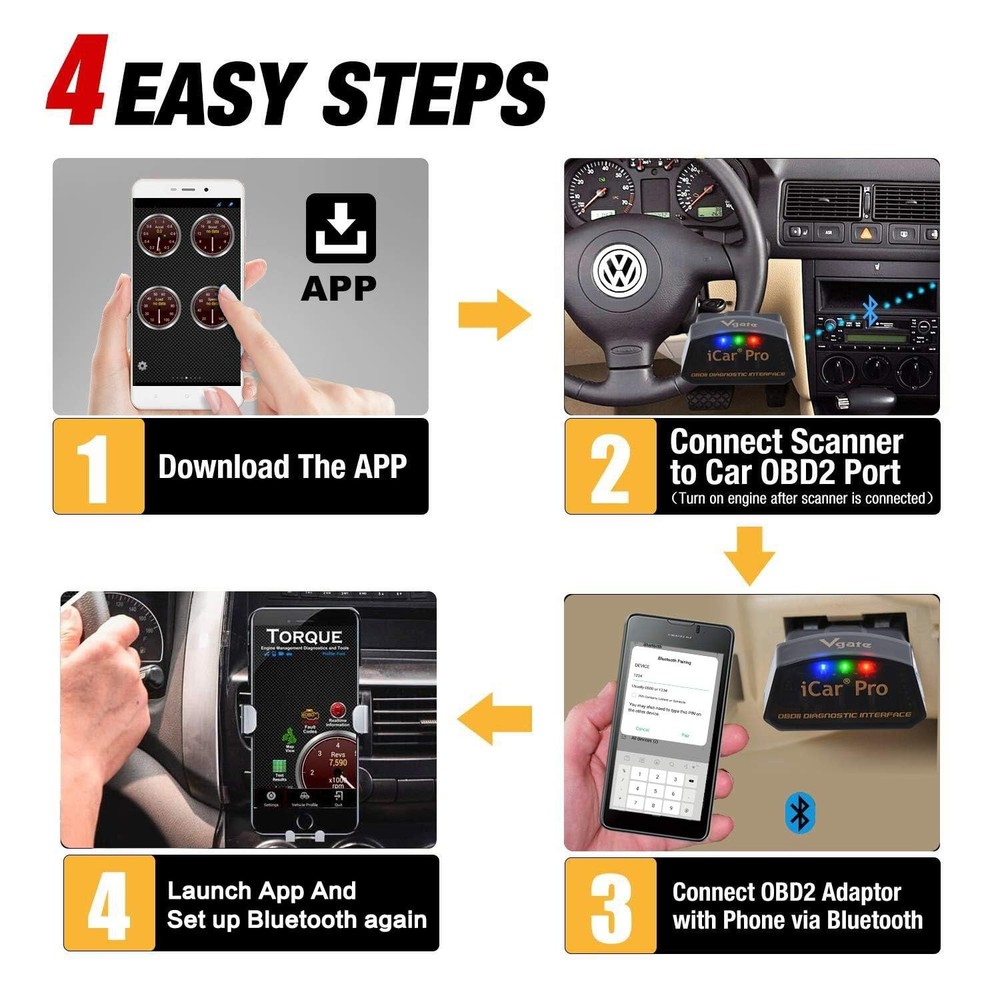 Vgate iCar Pro Bluetooth 4.0 BLE OBD2 Fault Code Reader OBDII Code Scanner