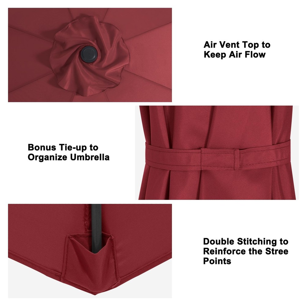 MASTERCANOPY Patio Umbrella 9 ft Replacement Canopy for 8 9FT, Burgundy