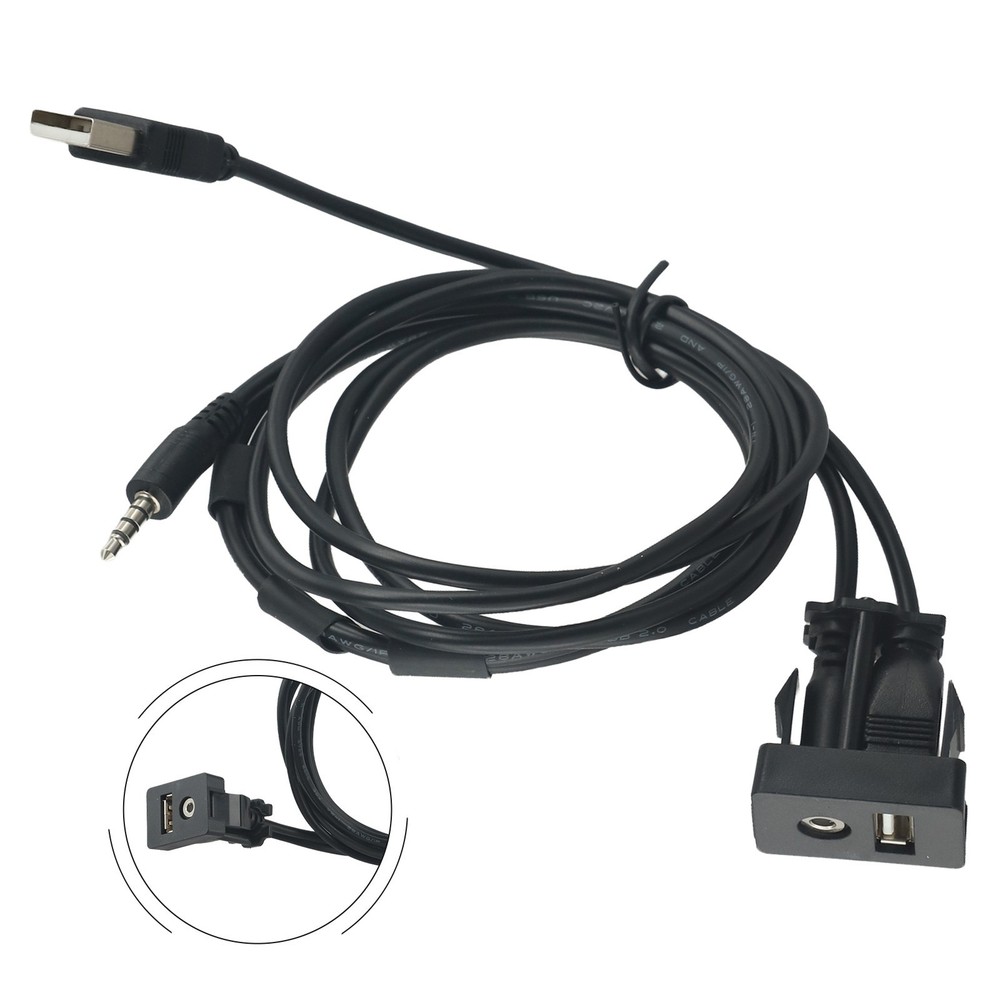 Car Boat Dash USB AUX Male Flush Mount Adapter with Quick Installation