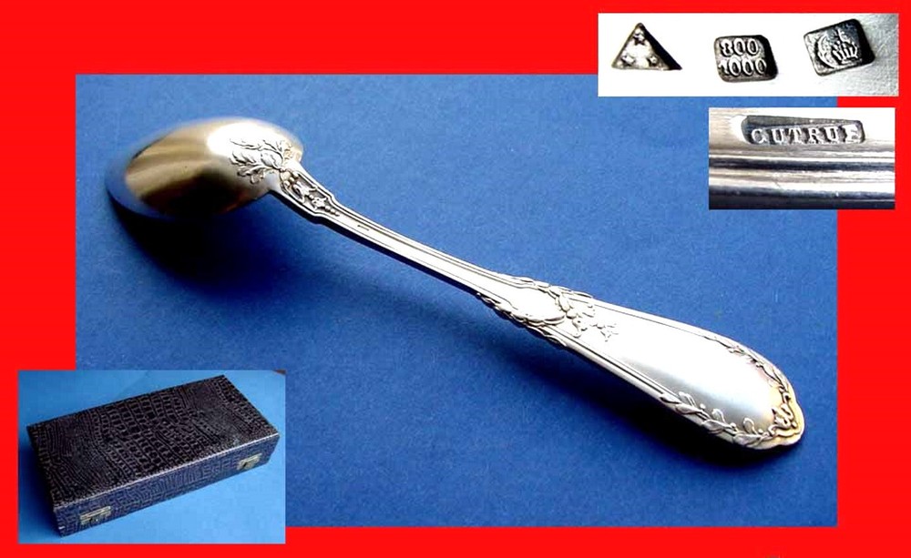 Set, 6 Large Solid Spoons, Belgium, GUTRUF, 800 Silver B605