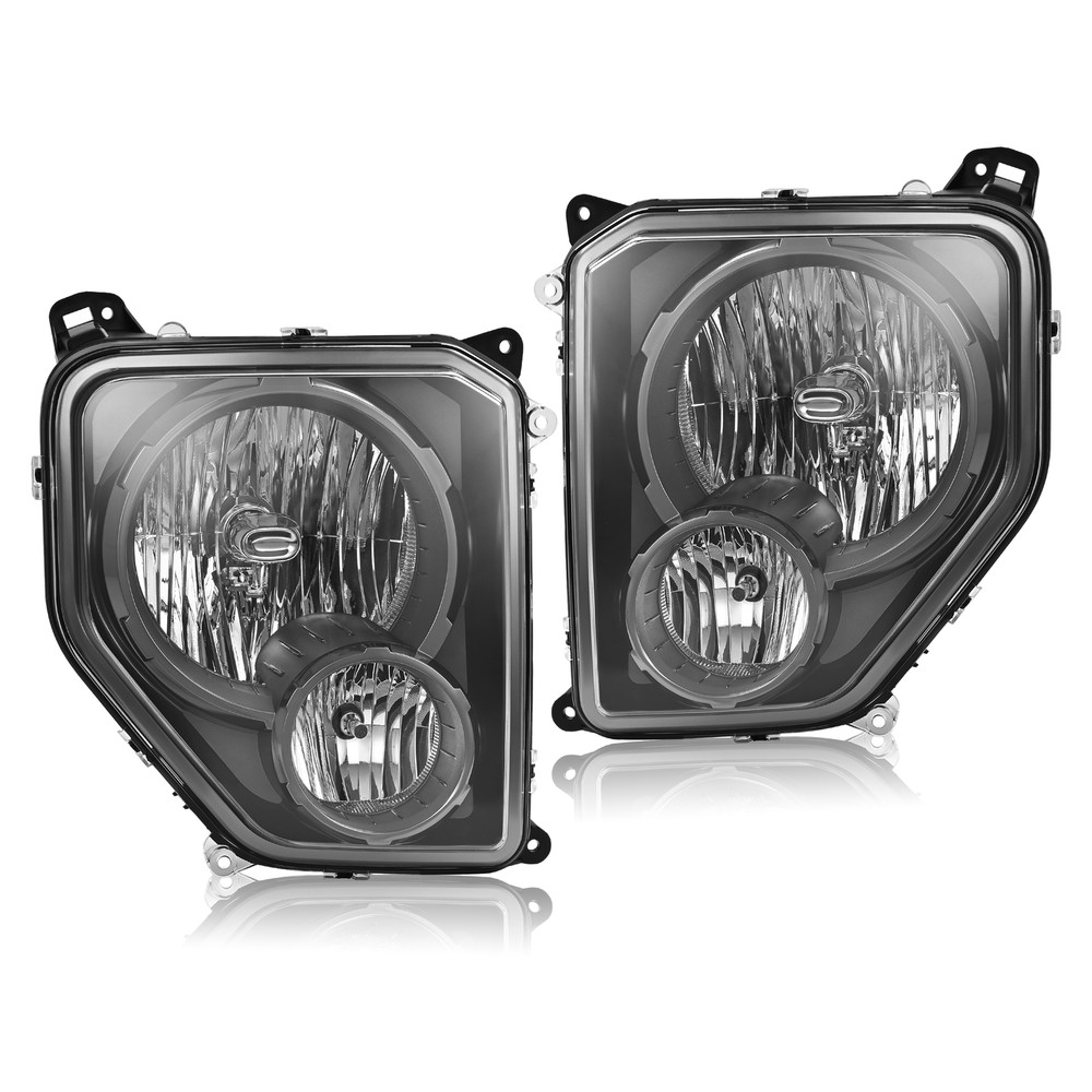 Pair Black Headlights Halogen Set For Jeep Liberty 2008-12 Driver&Passenger Side