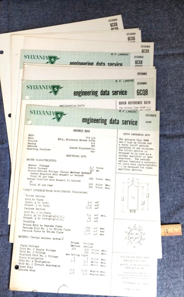 1957 ~ Sylvania ~ Engineering Service Data Lot ~ Triode Pentode