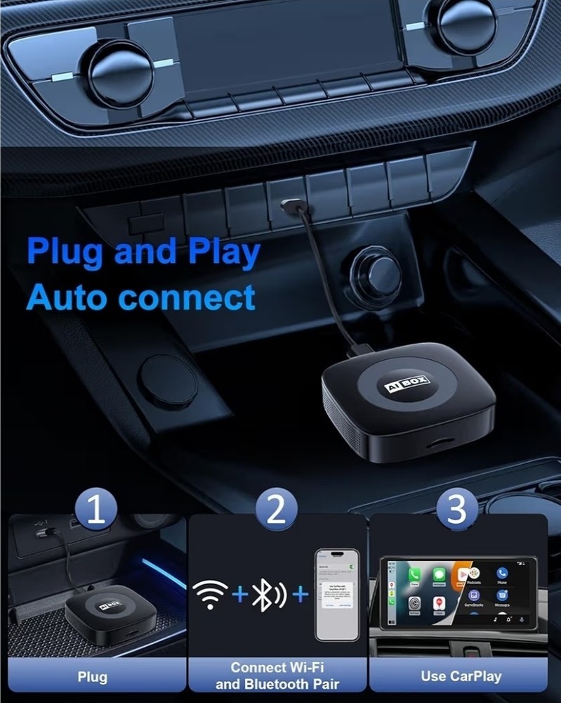 Wireless Carplay Adapter with Netflix/YouTube Ai Box for iPhone & Android Auto