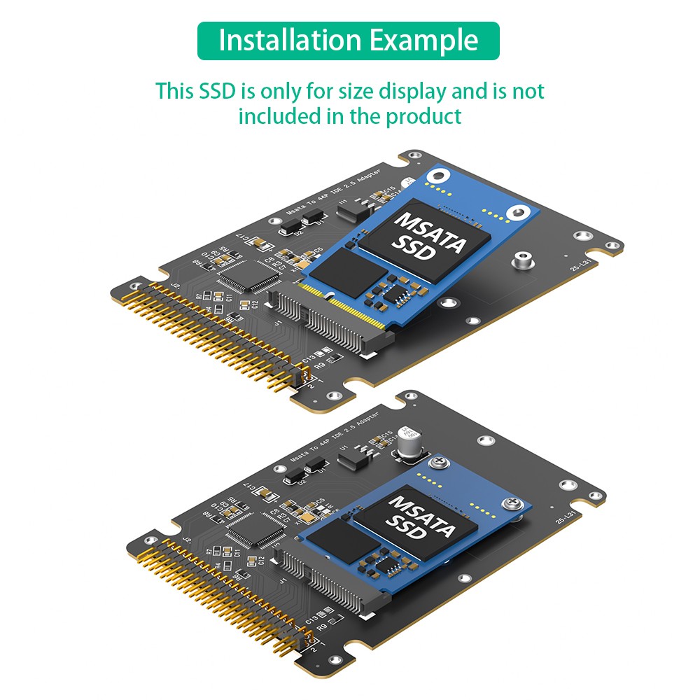MSATA Mini-SATA SSD to IDE ATA 44Pin Adapter for Win XP/Win 7/ 8/10/ 11/Linux