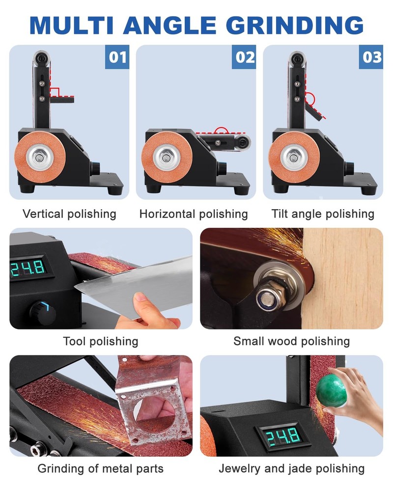 Mini Belt Sander Knife Sharpener Belt Sander Variable Speed Electric Power Be...