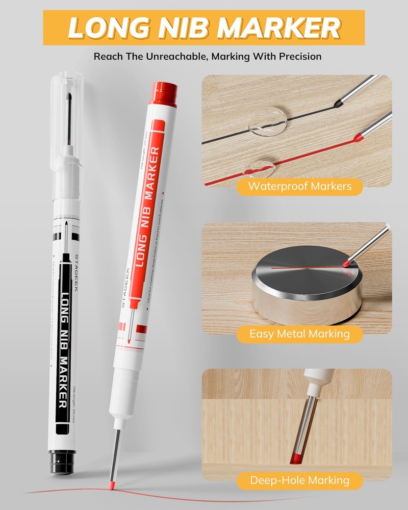 2 Pack Carpenter Pencils with Sharpener, Mechanical Carpenter Pencils with 38...