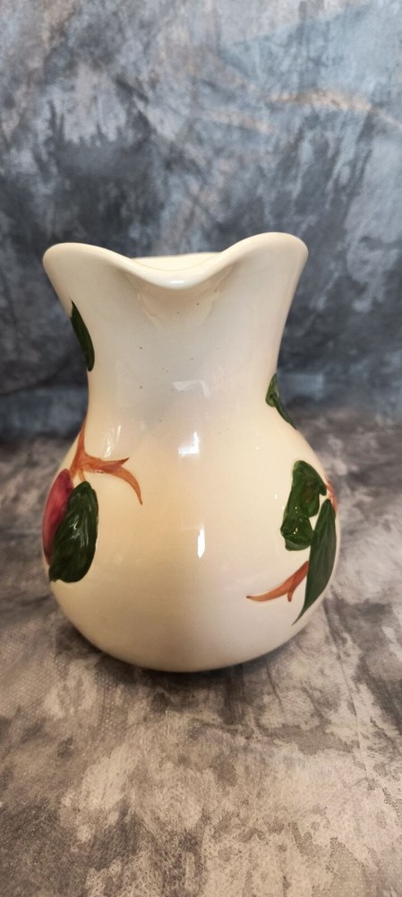 Vintage Franciscan Apple Pattern Ceramic Pitcher With Fruit & Leaf Design