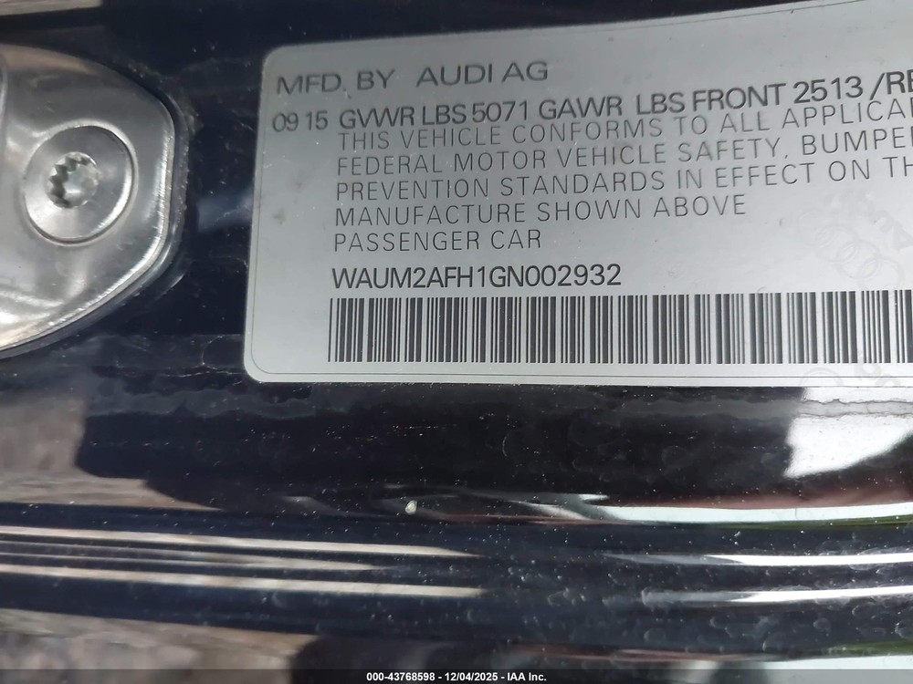 2010-2017 AUDI A5 QUATTRO Front Door Shell Driver Left OEM