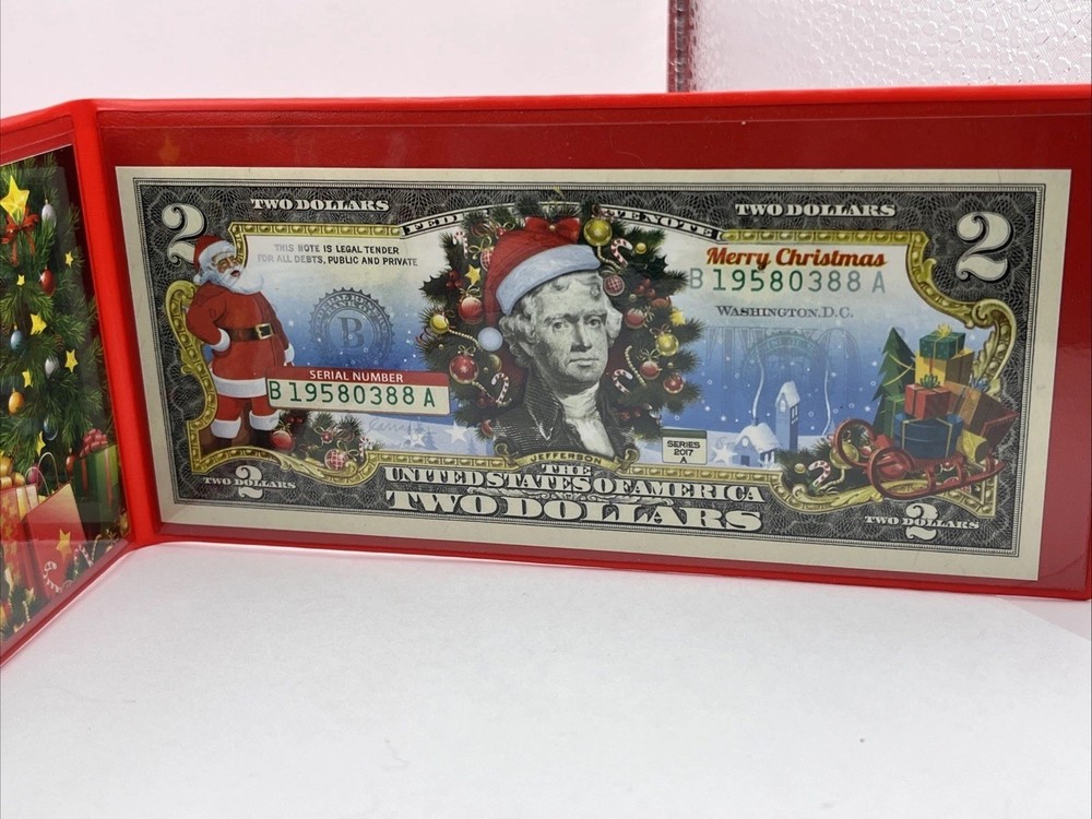 2017 Colorized ‘Merry Christmas’ $2 Bank Note