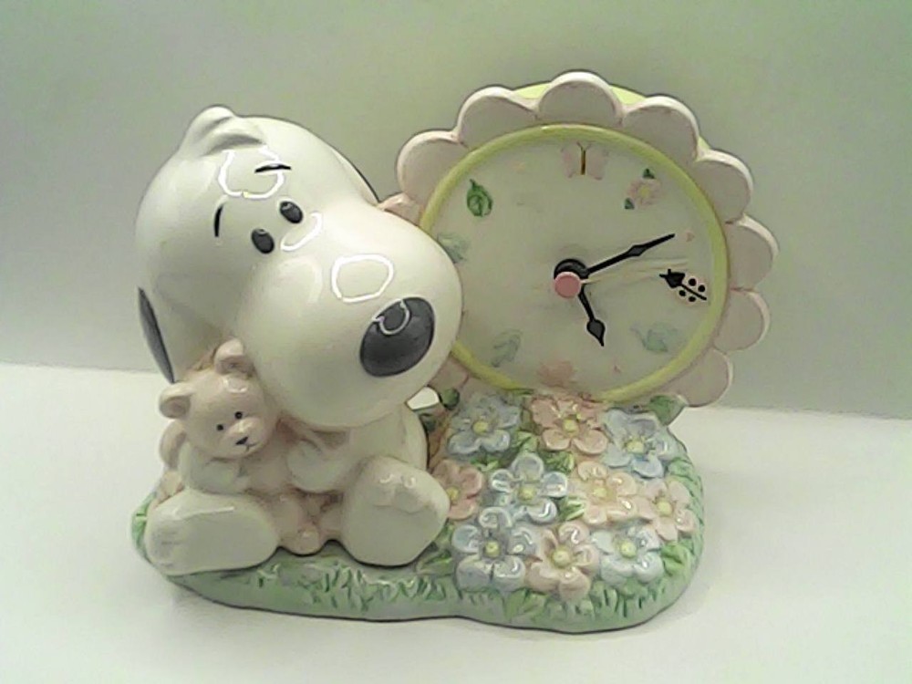 Peanuts Snoopy with Teddy Bear Table Clock Battery-Operated