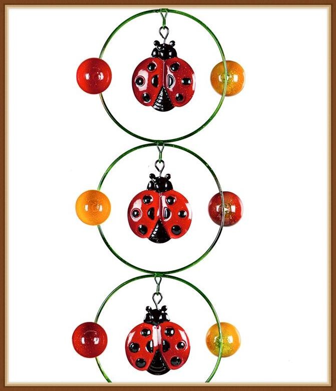 EVERGREEN KINETIC METAL SPINNER * LADYBUG WIND SPINNER & CHIME * BRIGHT COLORED
